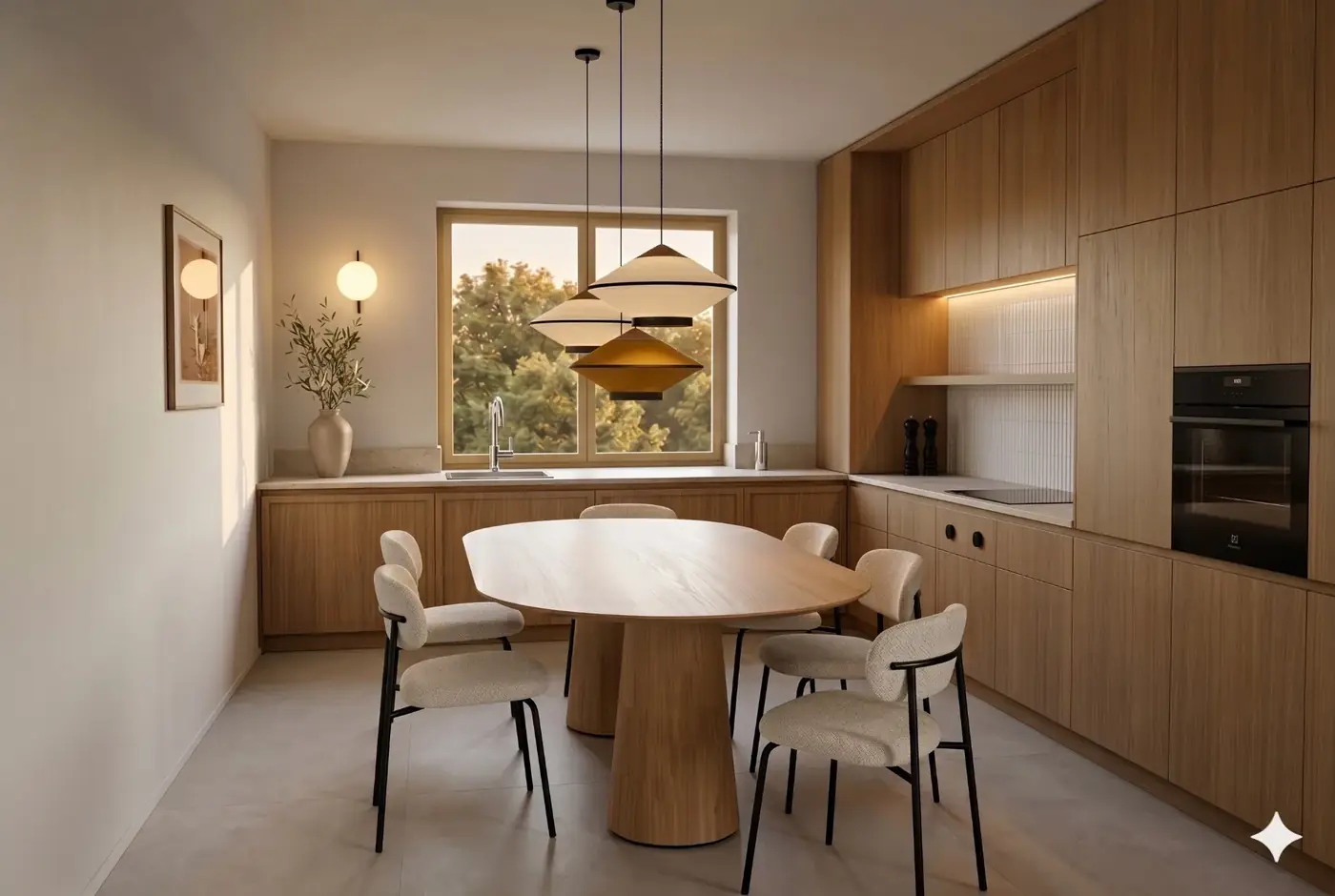 Dining — oak table by the window